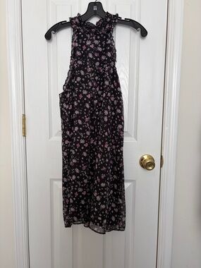 BCBGeneration Black Floral Halter  Dress with Pink and White Flowers